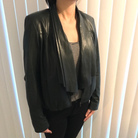 Diane Von Furstenberg DVF Dk Green Leather Jacket - Picture 5 of 8